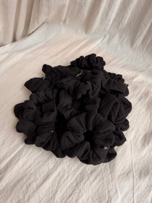 Scrunchie Musselin Schwarz