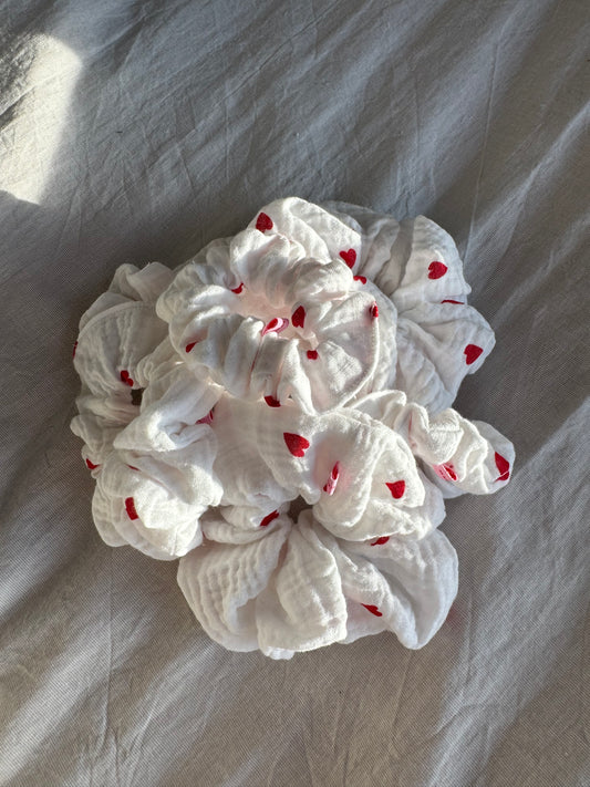 Scrunchie Musselin Herzchen Valentine