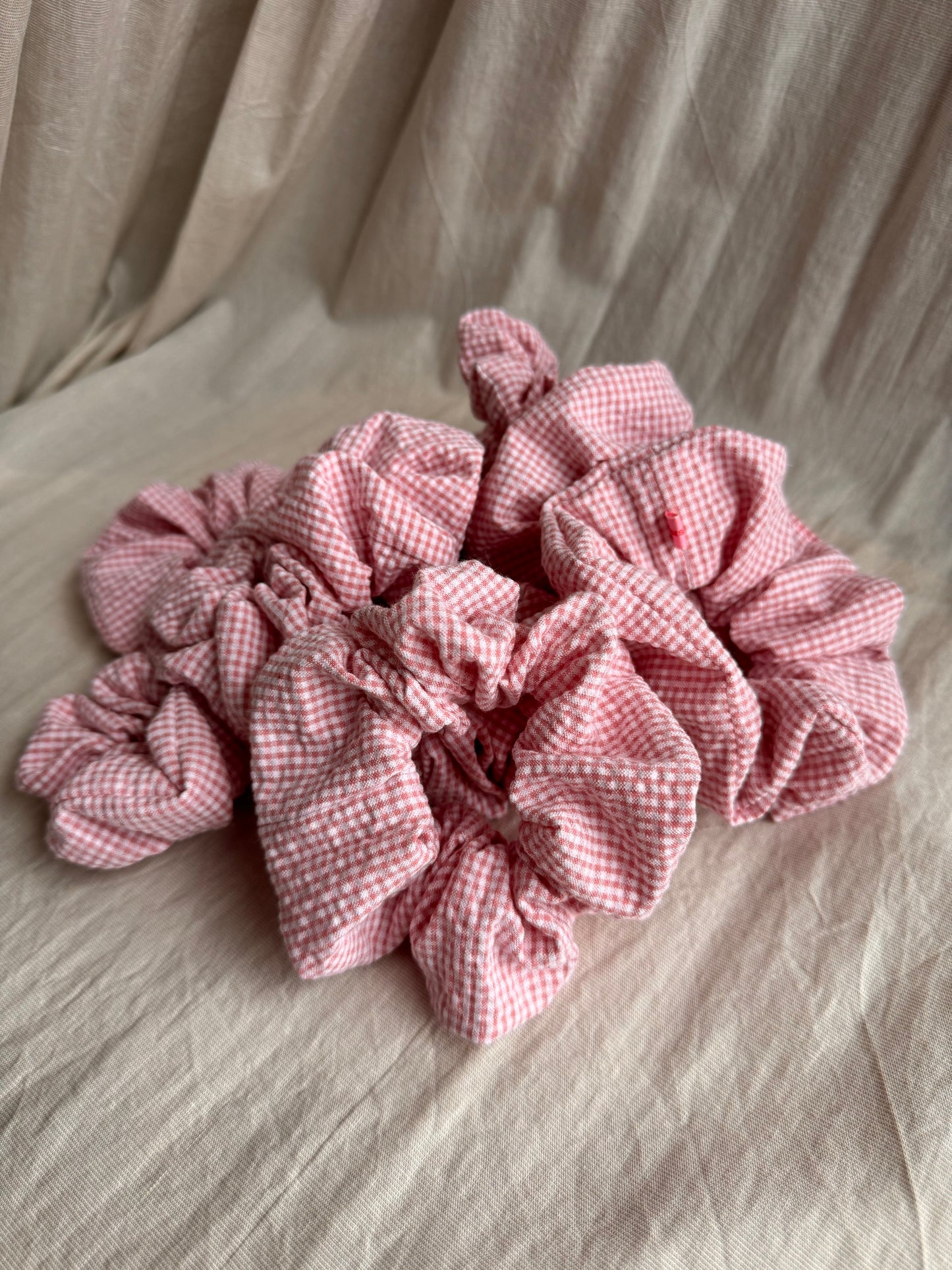 Scrunchie Musselin Rosa/Weiß