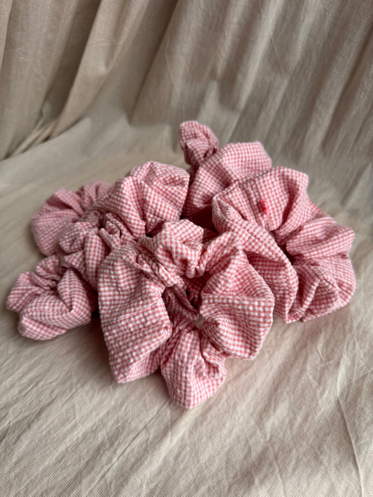 Scrunchie Musselin Rosa/Weiß