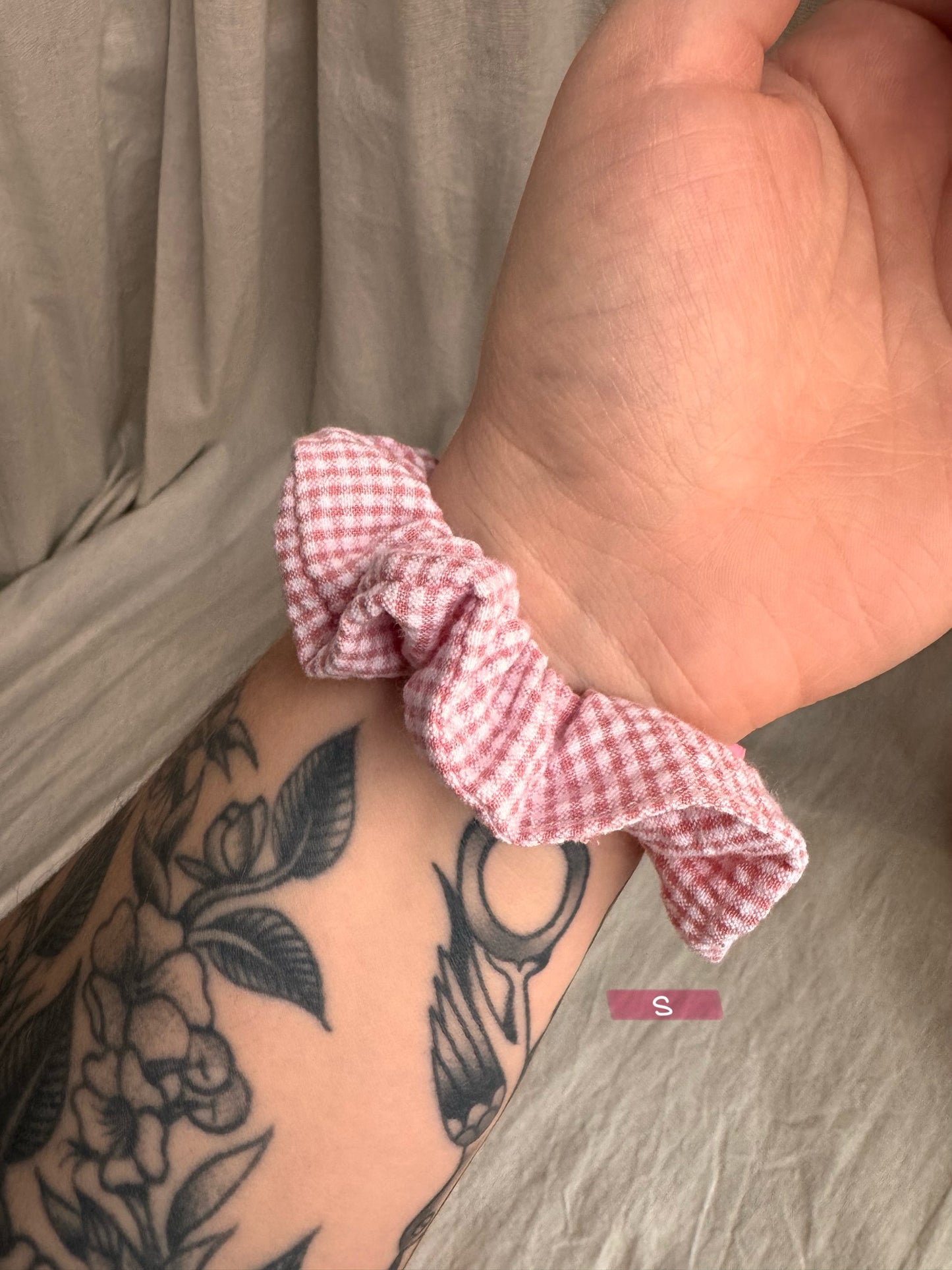 Scrunchie Musselin Rosa/Weiß
