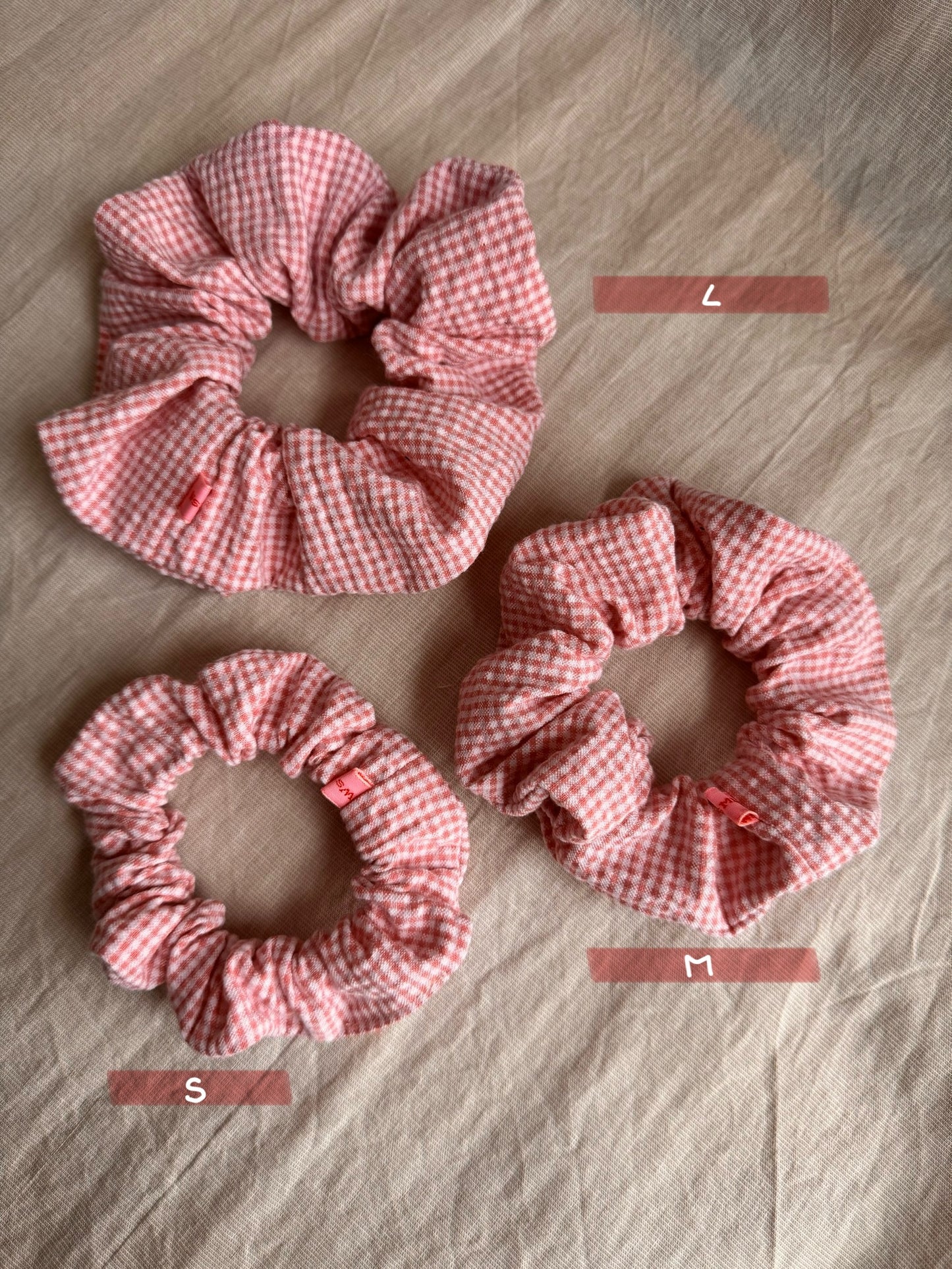 Scrunchie Musselin Rosa/Weiß