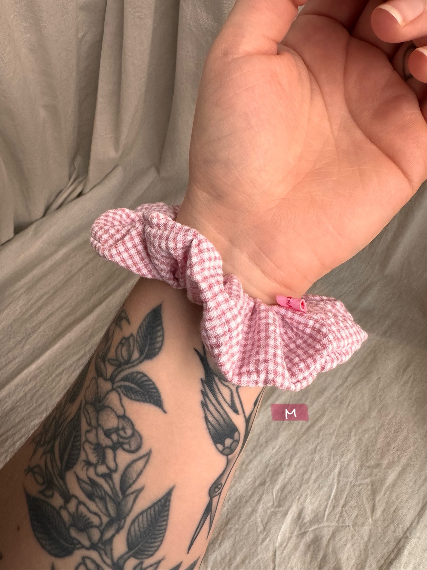 Scrunchie Musselin Rosa/Weiß