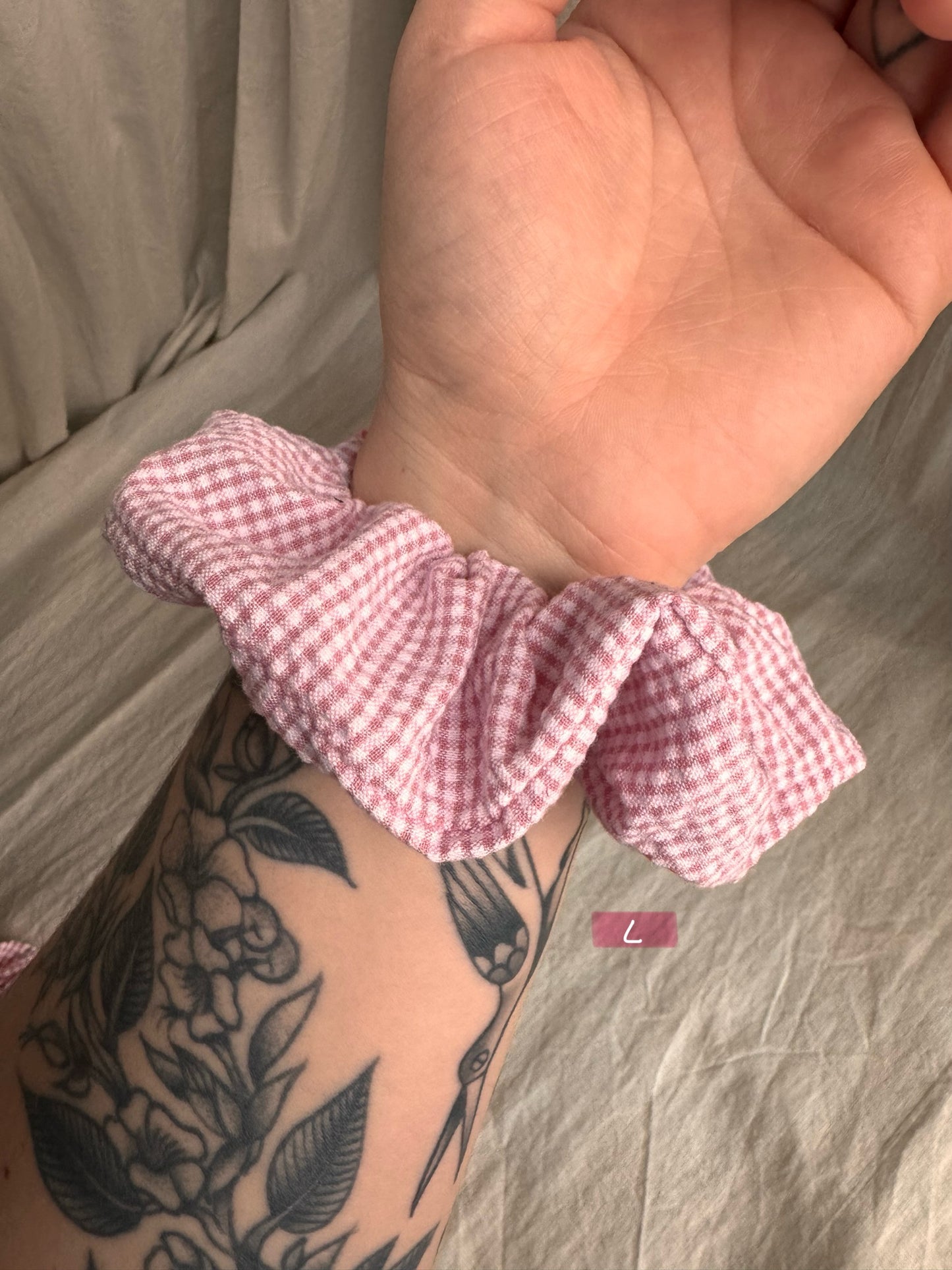 Scrunchie Musselin Rosa/Weiß
